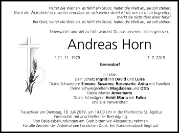 Anzeige von Andreas Horn von MGO