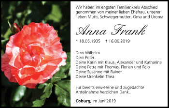 Anzeige von Anna Frank von MGO