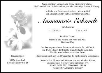 Anzeige von Annemarie Eckardt von MGO