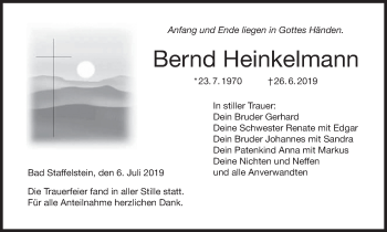 Anzeige von Bernd Heinkelmann von MGO