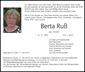 Anzeige von Berta Ruß von MGO