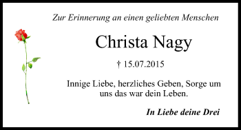 Anzeige von Christa Nagy von MGO