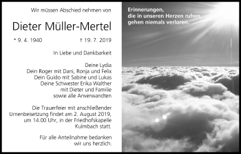 Anzeige von Dieter Müller-Mertel von MGO
