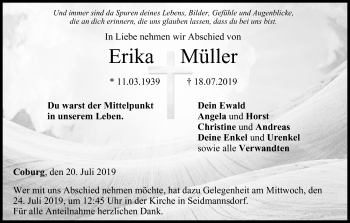 Anzeige von Erika Müller von MGO