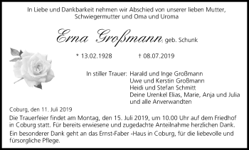 Anzeige von Erna Großmann von MGO