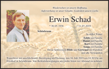 Anzeige von Erwin Schad von MGO