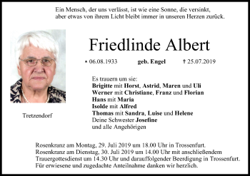Anzeige von Friedlinde Albert von MGO