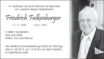 Anzeige von Friedrich Falkenburger von MGO