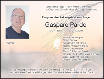 Anzeige von Gaspare Pardo von MGO