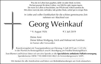 Anzeige von Georg Weinkauf von MGO