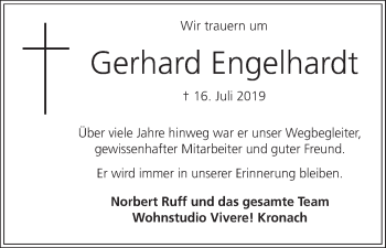 Anzeige von Gerhard Engelhardt von MGO