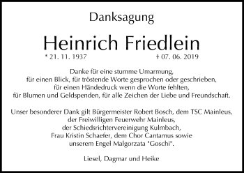 Anzeige von Heinrich Friedlein von MGO