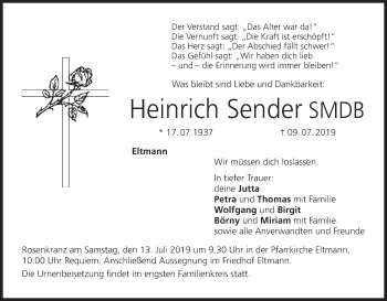 Anzeige von Heinrich Sender von MGO