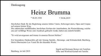 Anzeige von Heinz Brumma von MGO