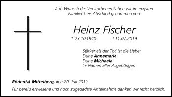 Anzeige von Heinz Fischer von MGO