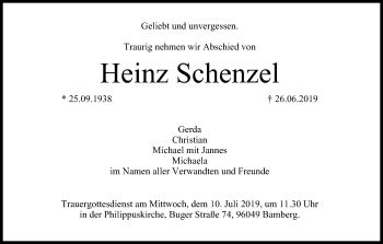 Anzeige von Heinz Schenzel von MGO