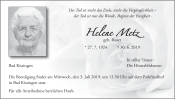 Anzeige von Helene Metz von MGO