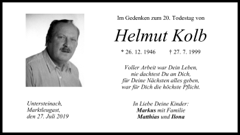 Anzeige von Helmut Kolb von MGO