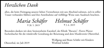 Anzeige von Helmut Schäfer von MGO