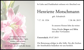 Anzeige von Henriette Motschmann von MGO