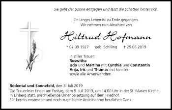 Anzeige von Hiltrud Hofmann von MGO