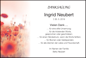 Anzeige von Ingrid Neubert von MGO