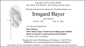 Anzeige von Irmgard Bayer von MGO