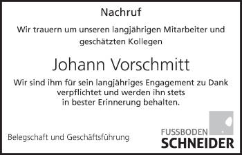 Anzeige von Johann Vorschmitt von MGO