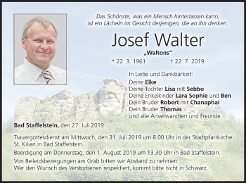 Anzeige von Josef Walter von MGO