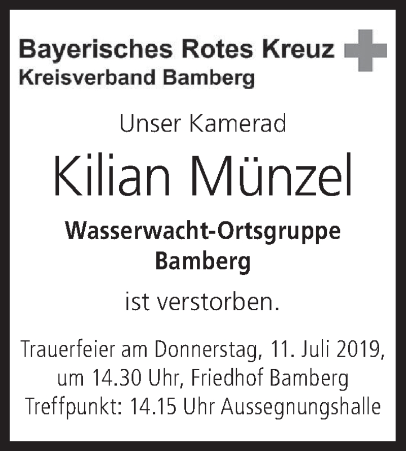 Traueranzeige für Kilian Münzel vom 10.07.2019 aus MGO