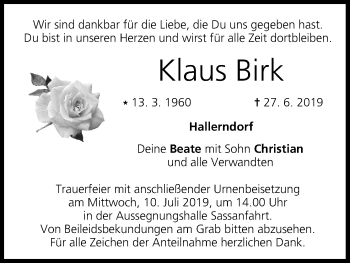 Anzeige von Klaus Birk von MGO