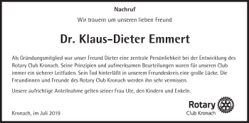 Anzeige von Klaus-Dieter Emmert von MGO