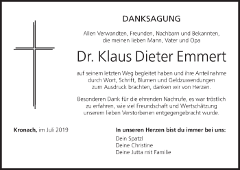 Anzeige von Klaus Dieter Emmert von MGO