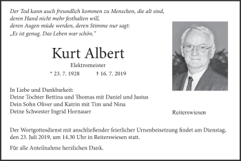 Anzeige von Kurt Albert von MGO