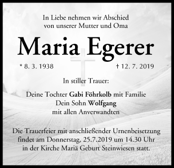 Anzeige von Maria Egerer von MGO