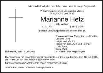 Anzeige von Marianne Hetz von MGO