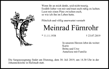 Anzeige von Meinrad Fürnrohr von MGO