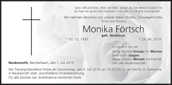 Anzeige von Monika Förtsch von MGO