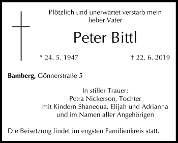 Anzeige von Peter Bittl von MGO
