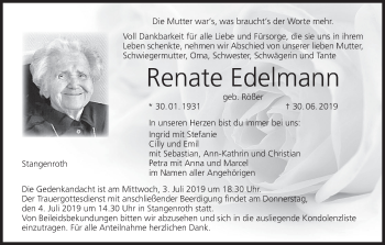 Anzeige von Renate Edelmann von MGO
