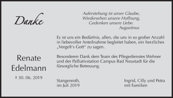 Anzeige von Renate Edelmann von MGO