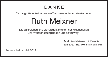 Anzeige von Ruth Meixner von MGO