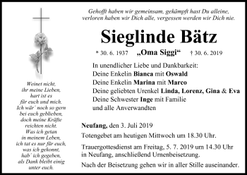 Anzeige von Sieglinde Bätz von MGO