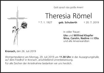 Anzeige von Theresia Römel von MGO