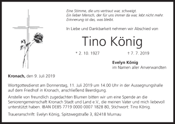 Anzeige von Tino König von MGO