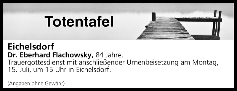  Traueranzeige für Totentafel vom 12.07.2019 vom 12.07.2019 aus MGO