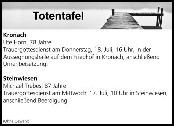 Anzeige von Totentafel vom 17.07.2019 von MGO