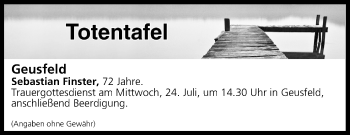 Anzeige von Totentafel vom 24.07.2019 von MGO