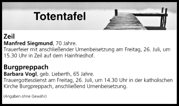Anzeige von Totentafel vom 25.07.2019 von MGO
