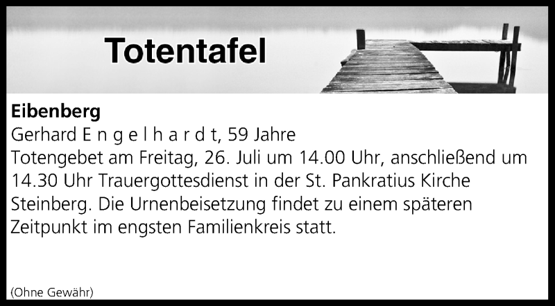  Traueranzeige für Totentafel vom 26.07.2019 vom 26.07.2019 aus MGO